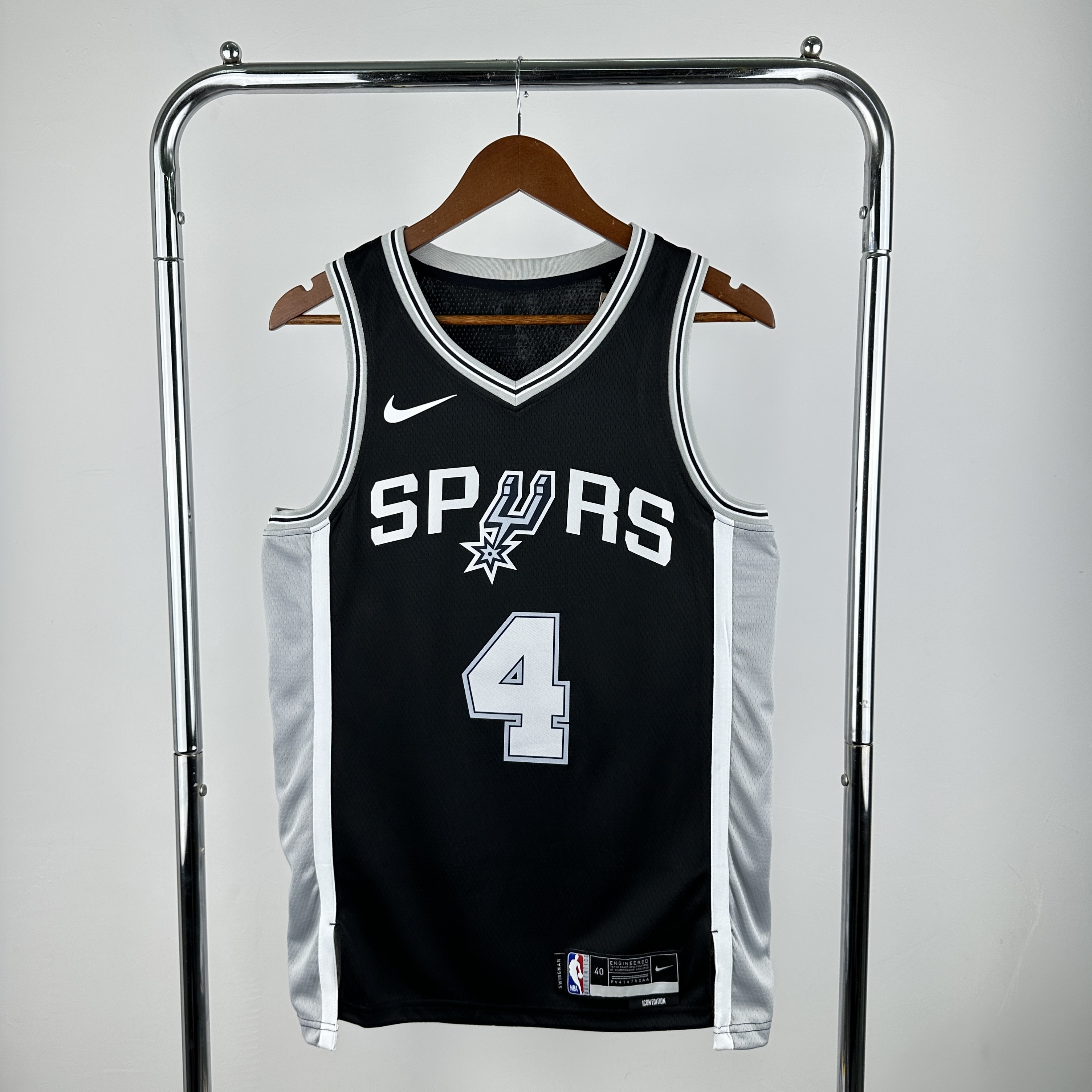 Men San Antonio Spurs #4 Fox Black Season Nike 2025 NBA Jersey->sacramento kings->NBA Jersey